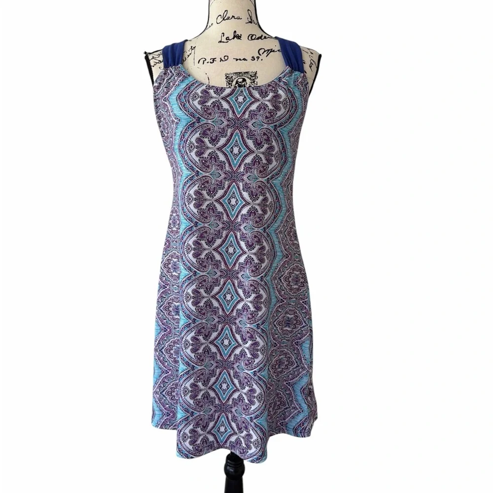 PrAna Paisley Geometric Cross-Back Dress Built Bra Mandala Sz XL Quinn Casual - Picture 11 of 11